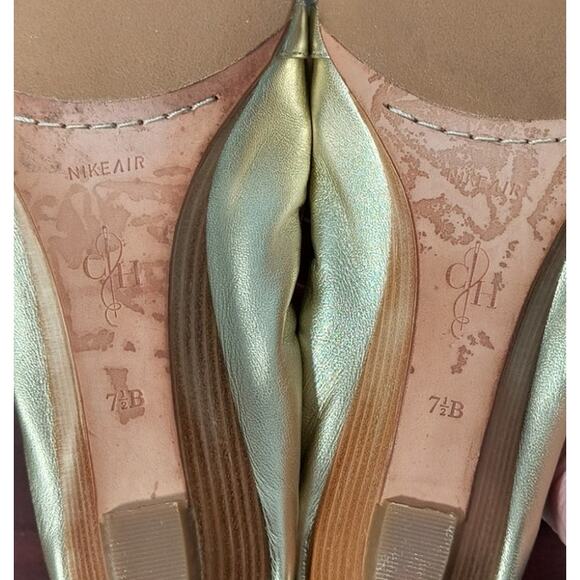 Cole Haan Air Amari Wedge Heel Women's Sz 7.5 B Metallic Gold Open Toe Shoes - Picture 7 of 16